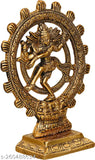 Gold-plated Dancing Shiva Natraja statue for home decor, Indian artisanal natraj idol with dimensions L-B-H-16x19.5x3.5 cm