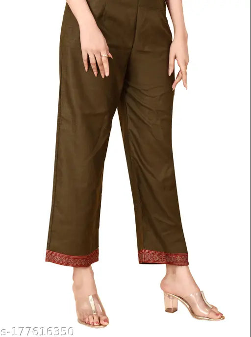 Indoethnic women's cotton kurta and pant set with dupatta, solid color, three-quarter sleeves, Indian traditional attire