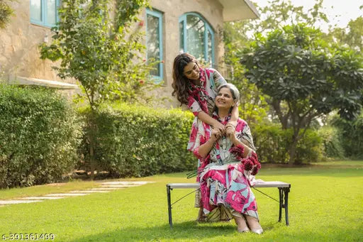 Rayon A-line Kurta & Palazzo Pair Set (2pcs), floral printed, suitable for various occasions, Indian origin