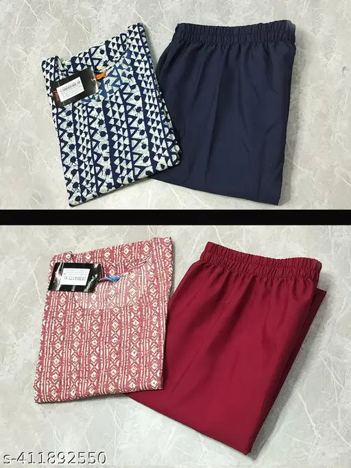 Printed crepe kurta set combo of 2 for women, stylish Indian ethnic wear for every season