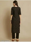 Rayon printed kurta pant set with palazzos, three-quarter sleeves, and vibrant plus print from India