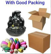 Resin Shiv smoke 10 idol, intricate Indian temple statue with 20 free backflow cones for pooja