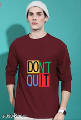 Oversized maroon printed cotton long sleeves t-shirt for men and women, funky winter design