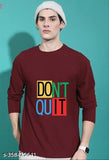 Oversized maroon printed cotton long sleeves t-shirt for men and women, funky winter design
