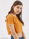 Mustard cotton crop t-shirt, Rodzen women's typography design - Indian made fashion