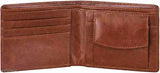 Tan PU leather men's wallet, slim design with 12 card slots & 5 compartments, perfect for daily use