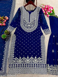 Heavy embroidery Georgette TopGharara and dupatta set, ready-to-wear Indian bridal wear with long sleeves