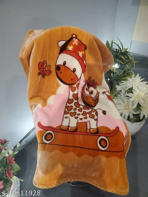 Cotton mink blanket giraffe, premium, feather-soft, ideal for mild winter, made in India