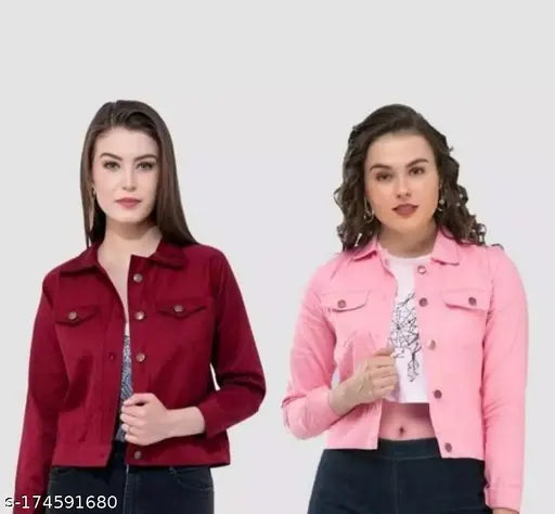 Trendy denim solid jacket (S-XL), stylish urban women's jacket for girls, made in India