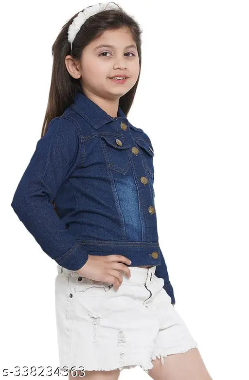 Denim dark monkey jacket, washed pattern for kids aged 7-8 years, Indian origin