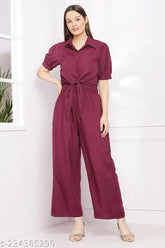 Solid poly crepe women's jumpsuit with stylish shrug by ZEESHE MEESHE, ideal for parties, weddings, or business events. Made in India