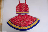 Rayon polka dot block print lehenga-choli for baby girls, Indian ethnic traditional wear