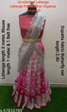 Fancy pink silver organza lehenga choli & dupatta set unstitched, Indian ethnic motif embroidered net and soft silk fabrics