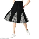 Black rayon self-design net skirt for women, trendy and comfortable fashion piece, size options available - India origin