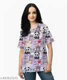 Oversized Lycra T-shirt for women, printed net design, trendy fashion statement