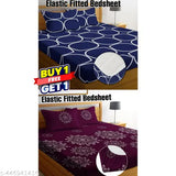 White glace cotton king size elastic fitted double bedsheet, glowing in the dark