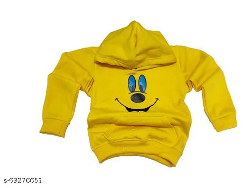 Multicolor print cotton blend hoodie for kids, soft & warm with ribbed neck for cozy winter wear