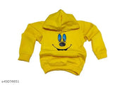 Multicolor print cotton blend hoodie for kids, soft & warm with ribbed neck for cozy winter wear