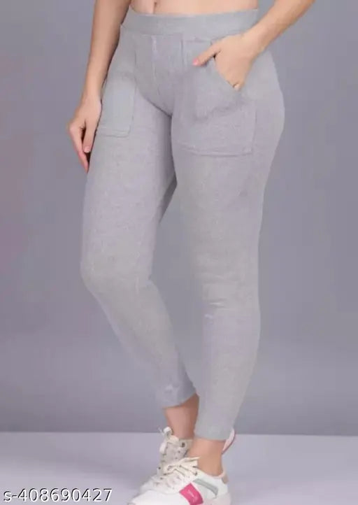 Cotton blend solid-colored women's Staylish jeggings pack of 2 on hangers