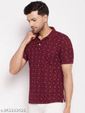 Multicolor cotton men's polo pack of 2, short sleeves, printed design