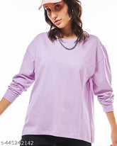 Oversized cotton full sleeves t-shirt for girls and women, solid pattern in multiple colors, available in sizes S to 6XL for comfortable wear during winter in India