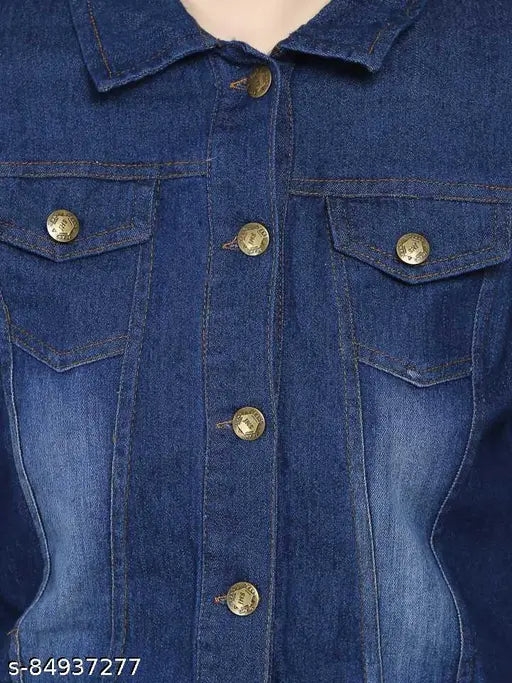 Dark patterned denim jacket in S/M/L/XL sizes - Indian handcrafted, ideal for western and ethnic wear