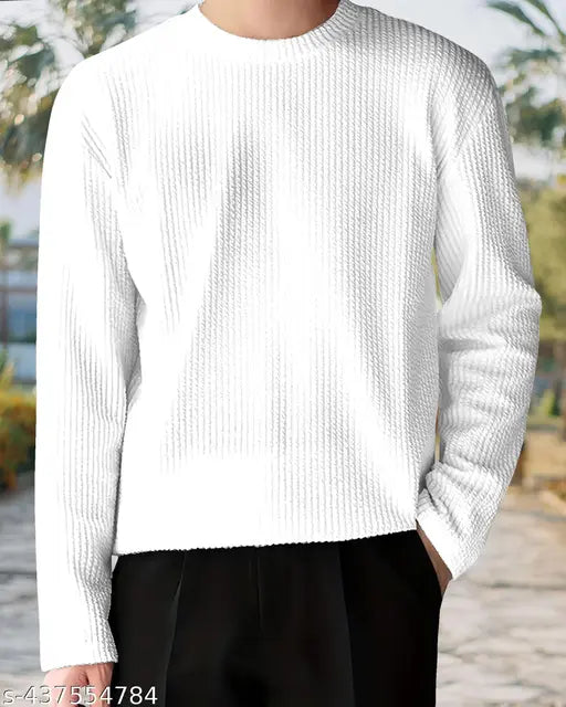 Premium cotton-blend long sleeve t-shirt for men, solid color, size M (38in chest, 27in length)