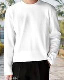 Premium cotton-blend long sleeve t-shirt for men, solid color, size M (38in chest, 27in length)