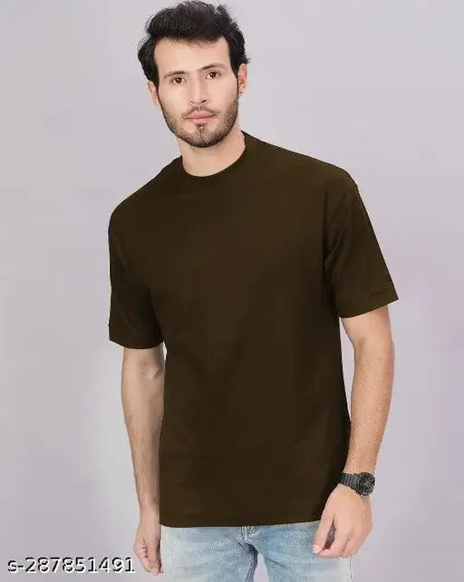Large cotton plain t-shirt for men in multiple sizes (S-6XL) and colors (Black, Bottle Green, Brown, Maroon, Navy Blue, Pink, Light Green, White), made in India