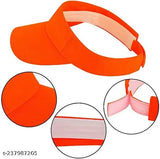 Neon Orange adjustable visor cap, cotton sun shade for all seasons with anti-sweat & hair fix, UV protection