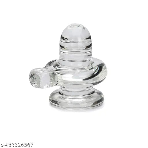 Clear glass small size Shivling (6cm x 6cm x 1cm), pure sphatik crystal for spiritual worship, Indian origin