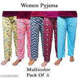 Multi-colored cotton blend maxi pyjamas for women (pack of 5), comfortable loungewear from Franscart's Fancy