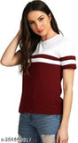 Colorblocked cotton women's short sleeve t-shirts, stylish and vibrant Indian fashion apparel