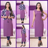 Graceful poly crepe kurti in solid combo. Three-quarter sleeves, suitable for S, XL, L, M, XXL sizes. Machine washable Indian fashion wear