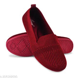 Maroon synthetic ballet flats for women - textured pattern and slip-on style (India origin)