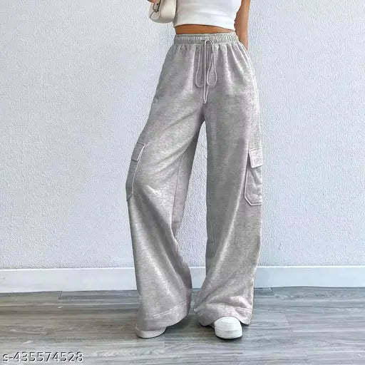 Cotton blend palazzo trousers for women, solid color, breathable and comfortable, India origin