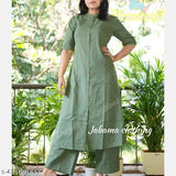 Kathan cotton co-ord set, striped design, attached pocket - stylish kurta & pants combo for women's everyday wear, made in India