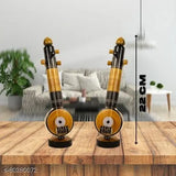 Handcrafted wooden Rizzy Veena combo pack, antique Rajasthani decor for living room, 2 pieces, premium wood quality