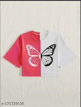 Two shade butterfly crop top, summer style in 100% cotton for girls and women