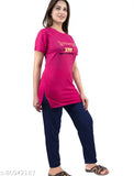 AMAHA cotton nightwear set for women - Solid-colored cotton blend pyjamas with short sleeves, ideal for summer nights
