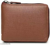 Classic PU leather men's wallet, solid design with 2 compartments. Ideal for storing cards, coins, and cash. Made in India