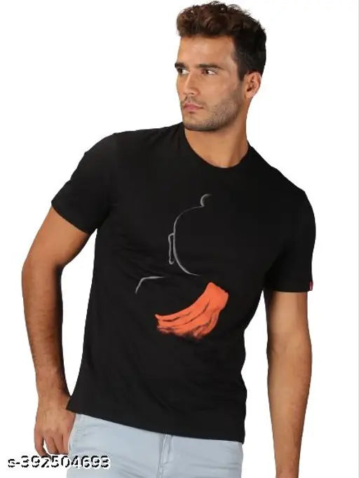 Black cotton UrGear Men's religious print round t-shirt, short sleeves with chest sizes S-XXXL