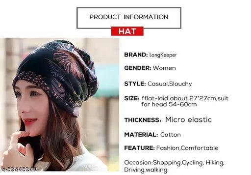 Black ponytail skull cap bandana beanie for women/girls, self-design, others material, cozy winter wear