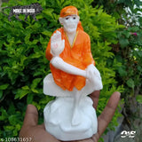 Orange Italian marble Saibaba statue, 6.5 inch God idol for home decor and spiritual worship