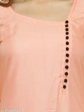 Peach solid rayon kurti, self-design, long sleeves, enchanted drapes, women's clothing on hanger