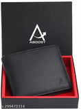 Leeon black pure leather men's wallet with RFID protection and 2 compartments, featuring advanced security technology for gifting occasions