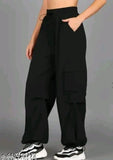 Black cotton-lycra NS trousers for women on mannequin
