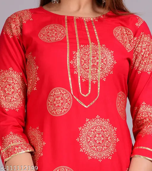 Rayon rayon printed net kurta palazzo suit set, three-quarter sleeves for XXL women's fashion from India