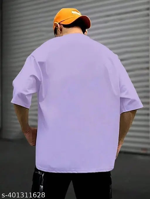 Oversized lavender skeleton rose print Art Silk t-shirt, three-quarter sleeves, size S for chest 36in x length 27in. Indian apparel fashion