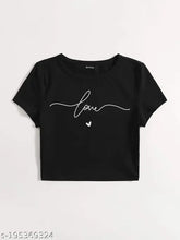 Cotton crop print love short-sleeved shirt, vibrant pattern on display